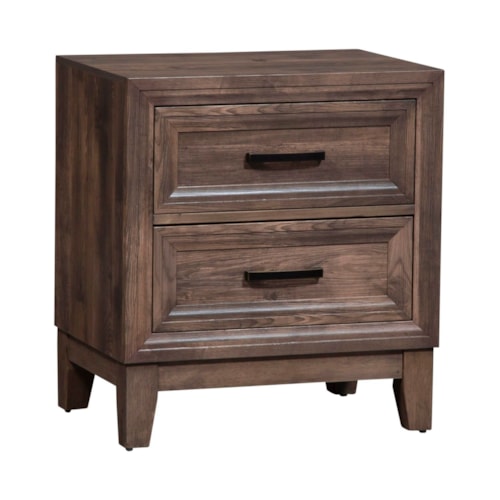 Casual 2-Drawer Nightstand with Antique Brass Handles