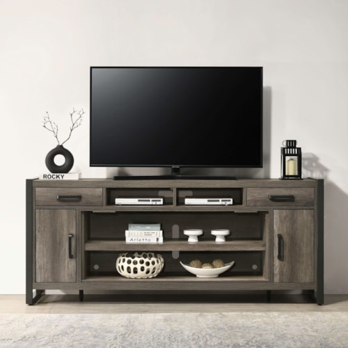Transitional 78" Inch Fireplace TV Console