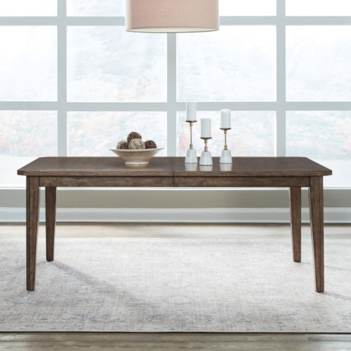 Transitional Rectangular Leg Table with 20 Inch Removable Leaf