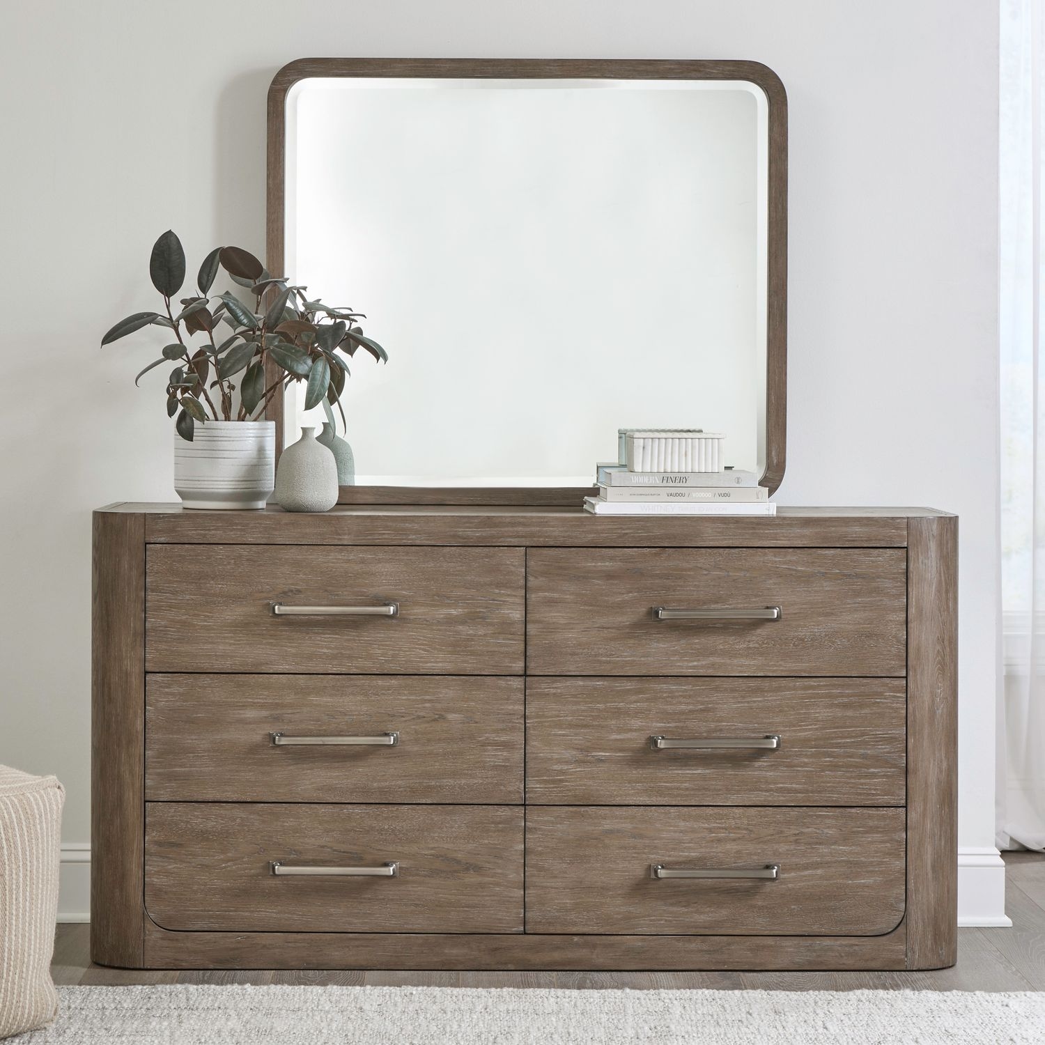 Liberty Furniture South Bend 6-Drawer Dresser and Mirror