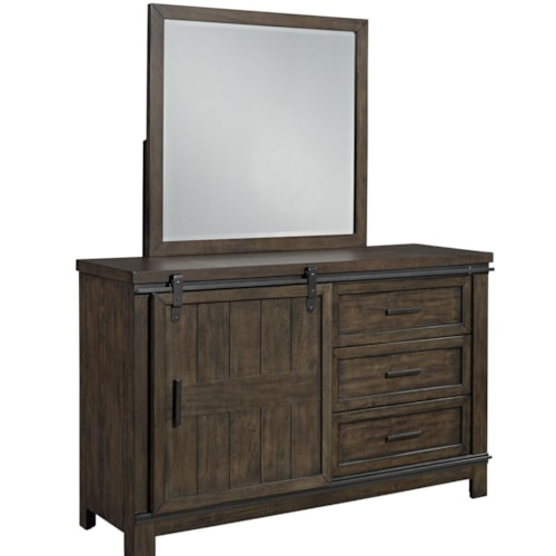 Transitional Dresser and Mirror