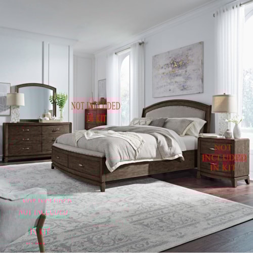 Transitional 3-Piece Queen Upholstered Bedroom Set