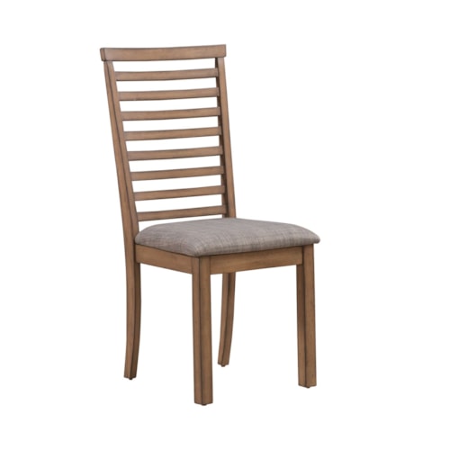 Transitional Upholstered Ladder Back Side Chair with Nylon Chair Glides