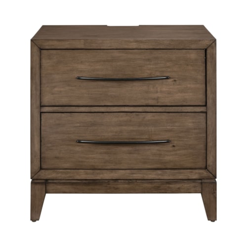 Transitional Set of 2 Nightstands with Charging Outlets