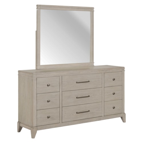Transitional Dresser and Mirror Set