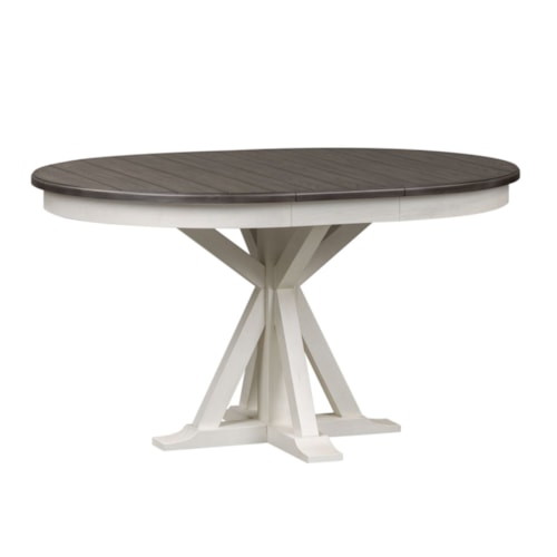 Cottage Two-Toned 5 Piece Pedestal Table Set