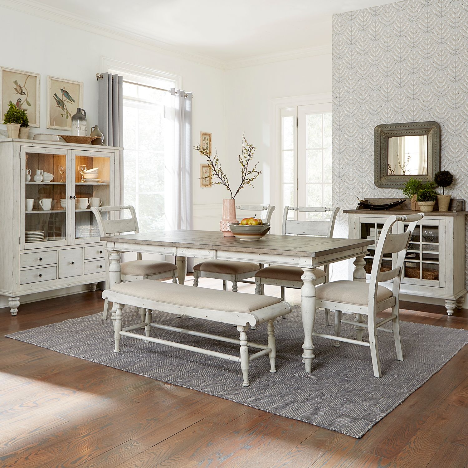 Liberty Furniture Whitney Farmhouse 6-pc. Dining Set with Bench