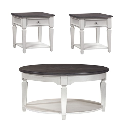 Cottage 3-Piece Occasional Table Set with Round Table