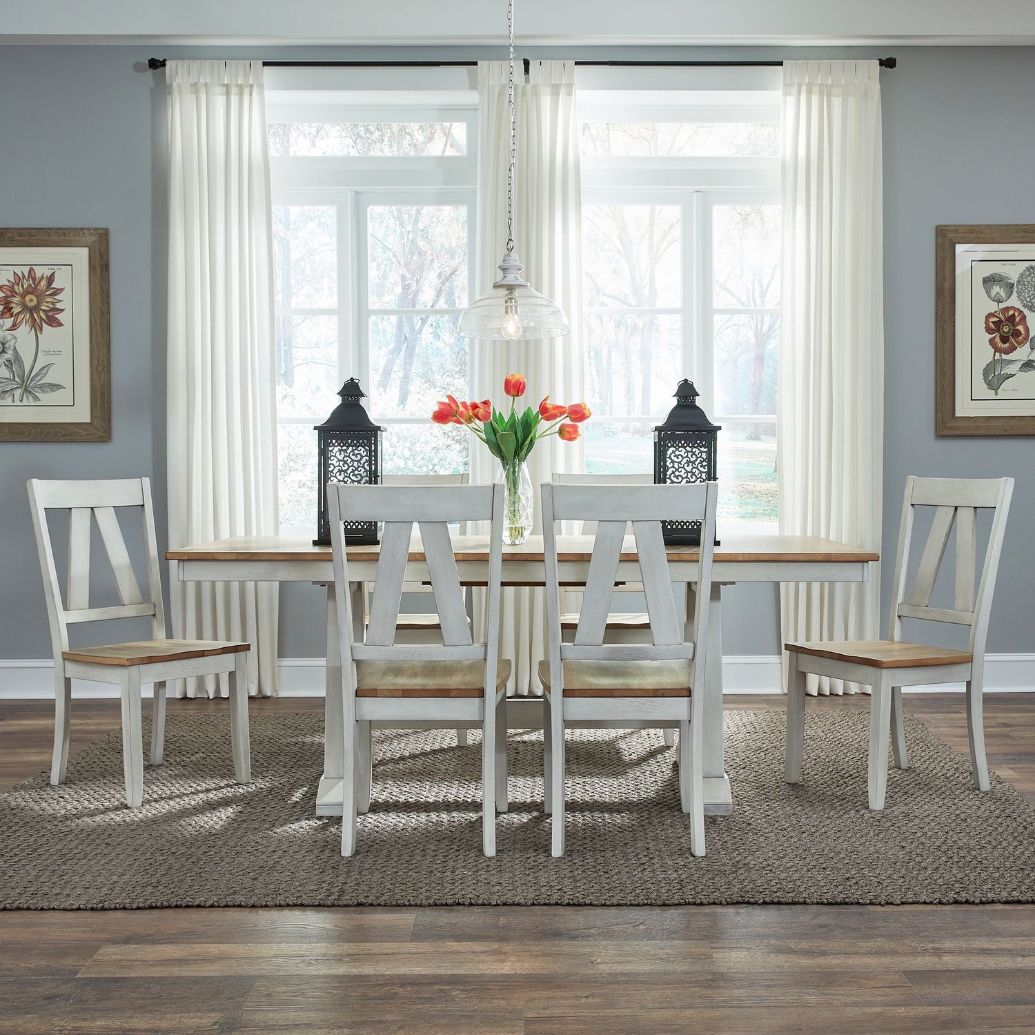 Liberty Furniture Lindsey Farm 7 Piece Trestle Table Set