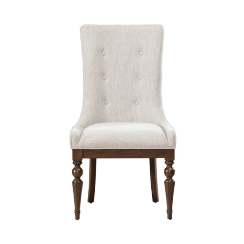 Transitional Upholstered Dining Side Chair with Full Tufted Back