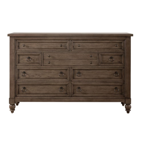 Transitional 9-Drawer Dresser with Dovetail Construction