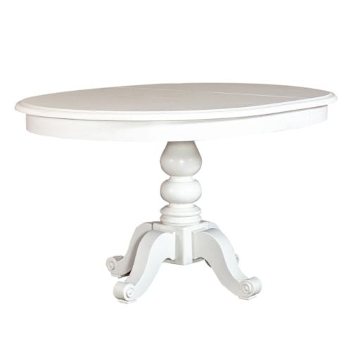Transitional Round Pedestal Table with Leaf Insert