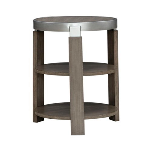 Contemporary Chairside Table with Tiered Shelves