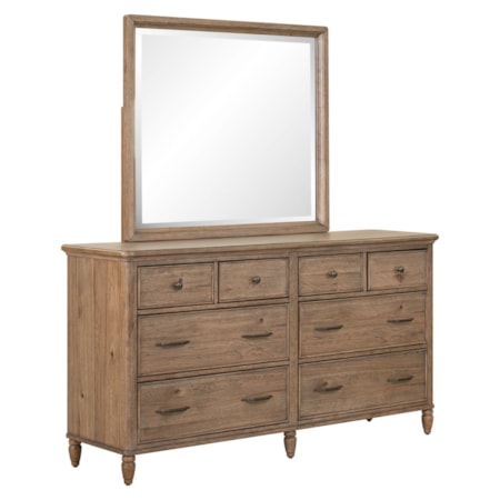 Eight-Drawer Dresser & Mirror Set