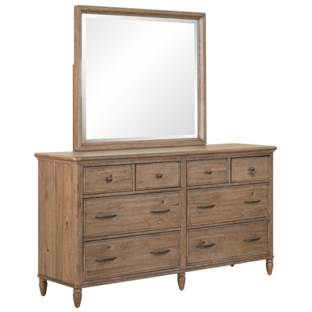 Eight-Drawer Dresser & Mirror Set