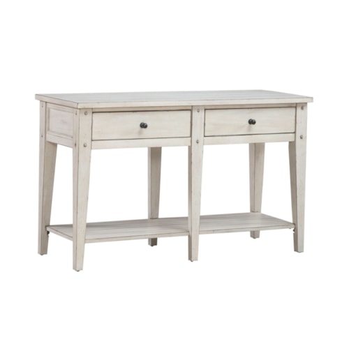 Rustic 2-Drawer Sofa Table with Open Shelf