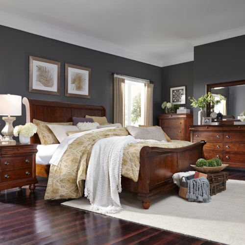 Rustic 5-Piece Cal King Sleigh Bed Set