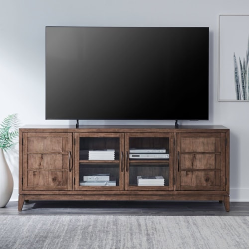 Transitional 82" TV Console with Adjustable Shelves