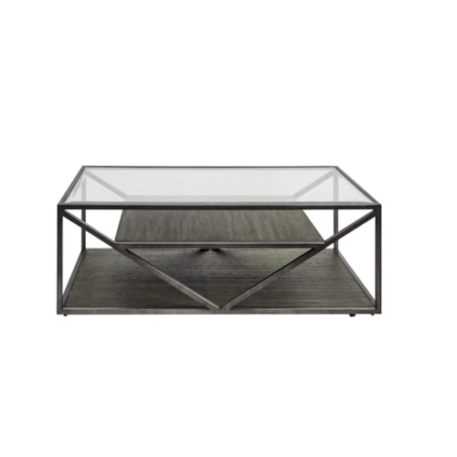 Contemporary Rectangular Cocktail Table with Glass Top