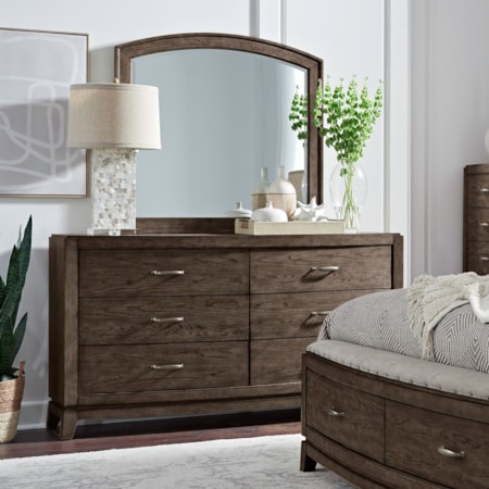 6-Drawer Dresser and Arched Mirror