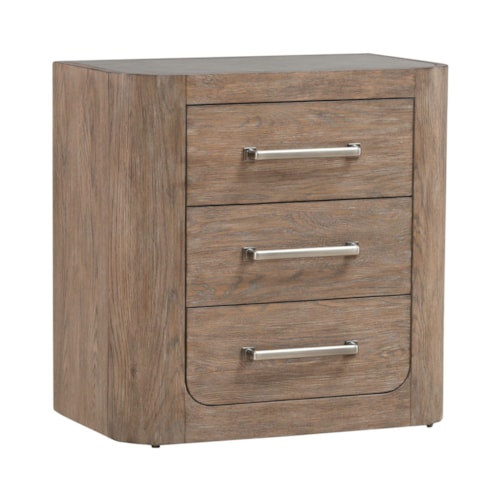 Contemporary 3-Drawer Nightstand with Charging Station