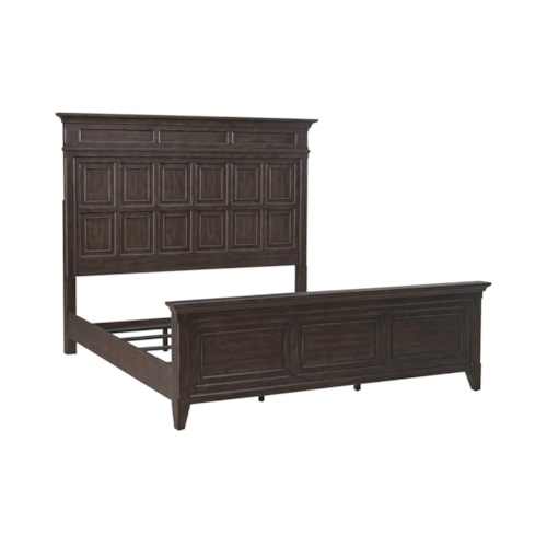Traditional King Panel Bed with Crown Molding