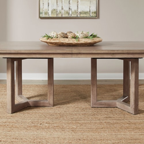 Transitional 7-Piece Double Pedestal Table Dining Set