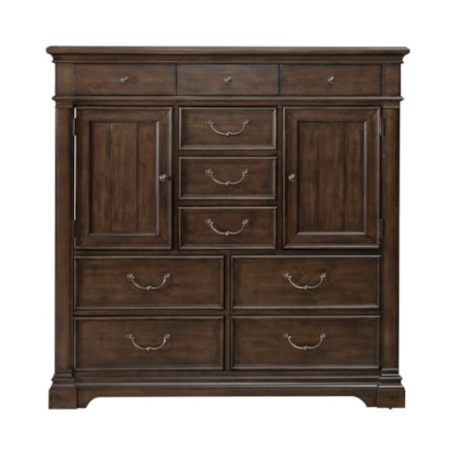 Transitional 10-Drawer Bedroom Chest with Doors