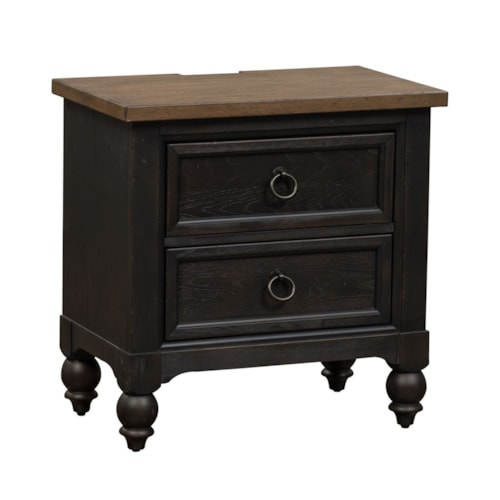 Transitional 2-Drawer Nightstand with USB Charging Station