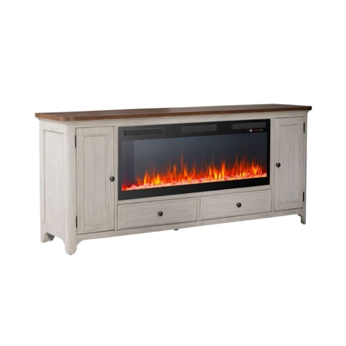 Transitional 80" Inch Fireplace TV Console with Firebox Insert