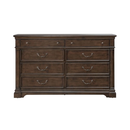 Transitional 8-Drawer Dresser with Felt-lined Top Drawers