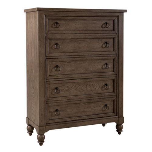 Transitional 5-Drawer Bedroom Chest with Dovetail Construction