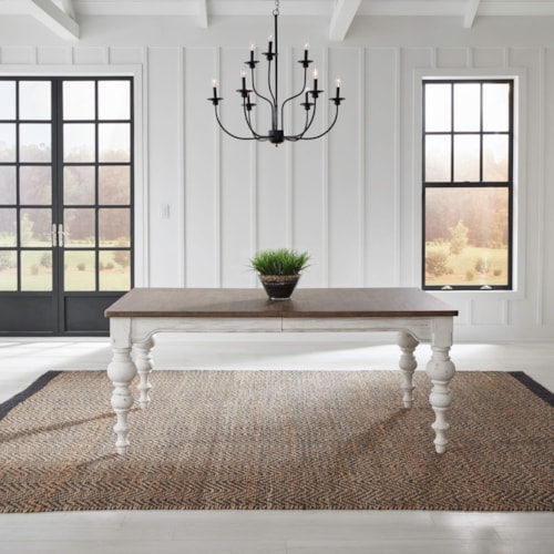 Farmhouse Rectangular Dining Table with Turned Legs