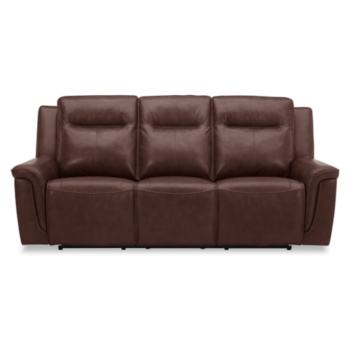 Casual Leather Power Reclining Sofa with Pillow Arms