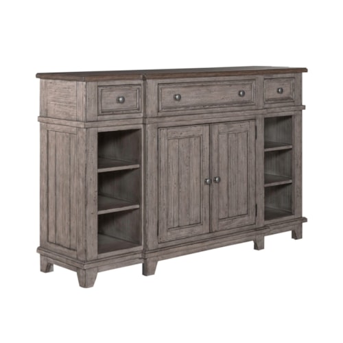 Farmhouse 3-Drawer Breakfront Server with Silverware Tray