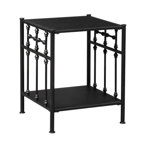 Open Metal Nightstand with Distressed Finish