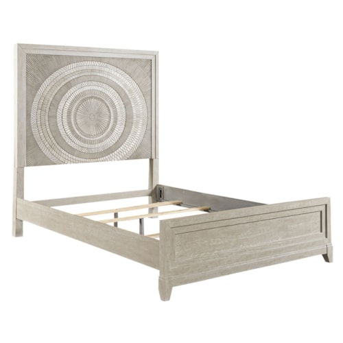 Contemporary Queen Panel Bed with Tile Headboard