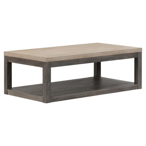 Modern Cottage 50" x 28" Cocktail Table with Open Platform Shelf