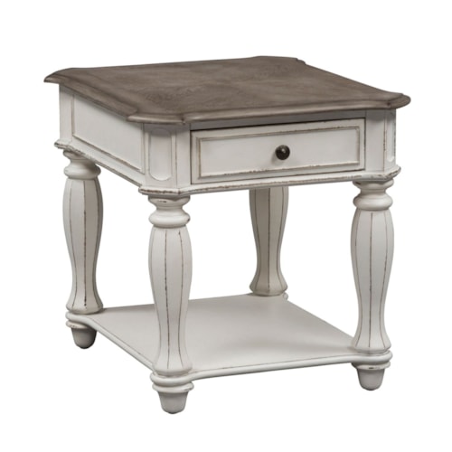Traditional End Table with Storage Drawer