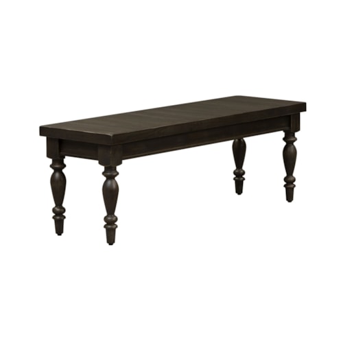 Transitional Backless Bench with Turned Legs