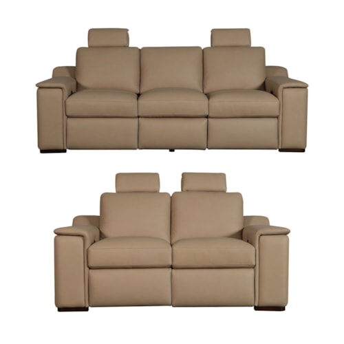Contemporary 2-Piece Living Room Set with Storage Arms