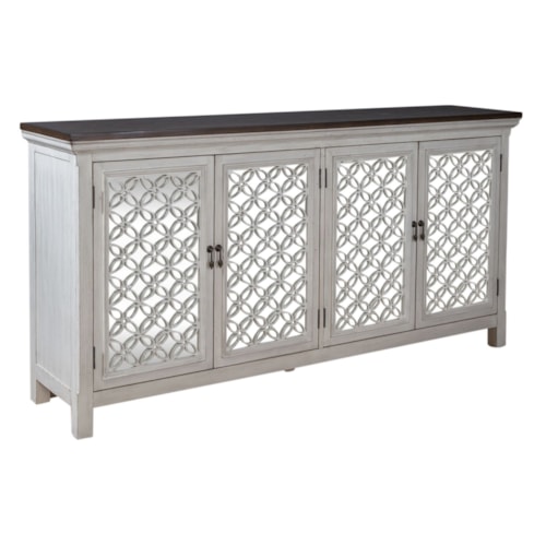 Transitional 4-Door Accent Cabinet with Interior Shelves
