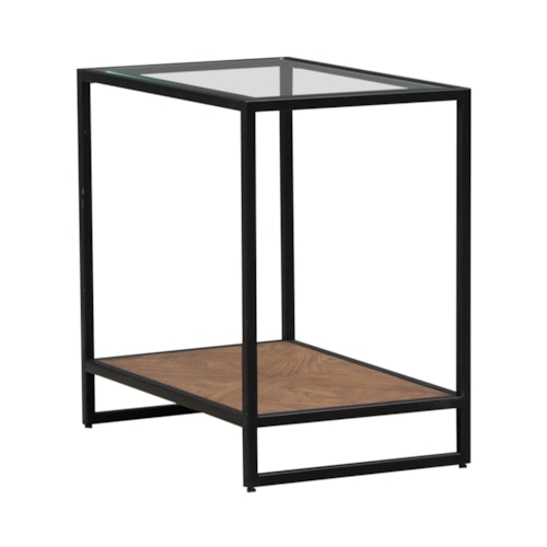 Industrial Chairside Table with Lower Shelf