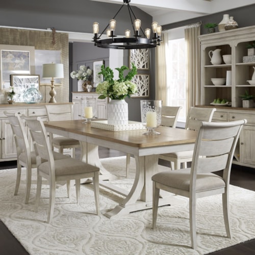 Relaxed Vintage 7-Piece Trestle Table Set