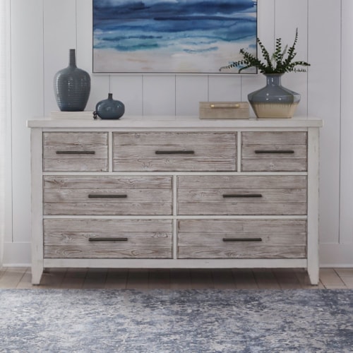 Farmhouse 7-Drawer Dresser with Felt-Lined Drawers