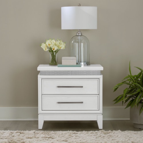 Glam 2-Drawer Nightstand with 3-Way Touch LED Lights and Charging Station