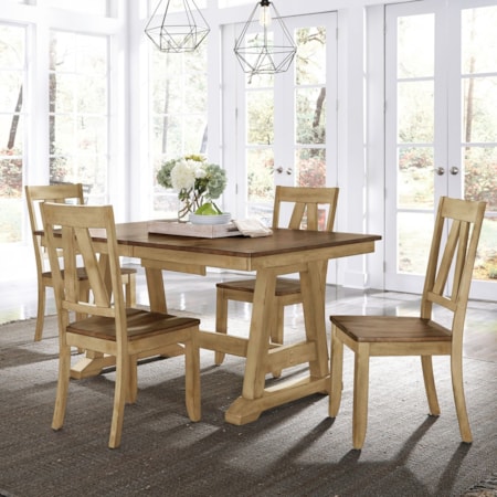 5-Piece Trestle Table Set