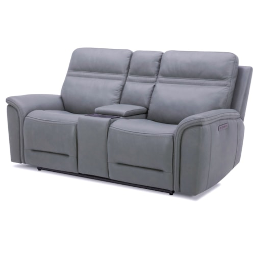 Transitional Power Reclining Loveseat with Console and USB Ports