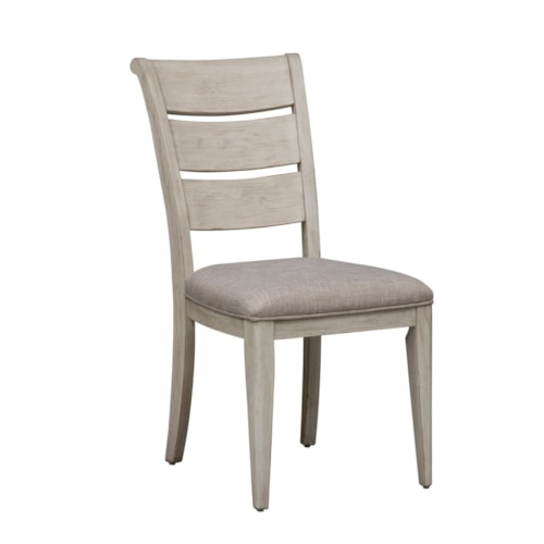 Relaxed Vintage Upholstered Ladder Back Side Chair