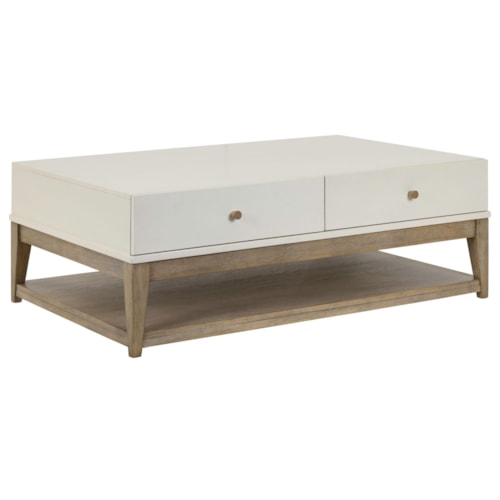 Contemporary 2-Drawer Cocktail Table with Casters